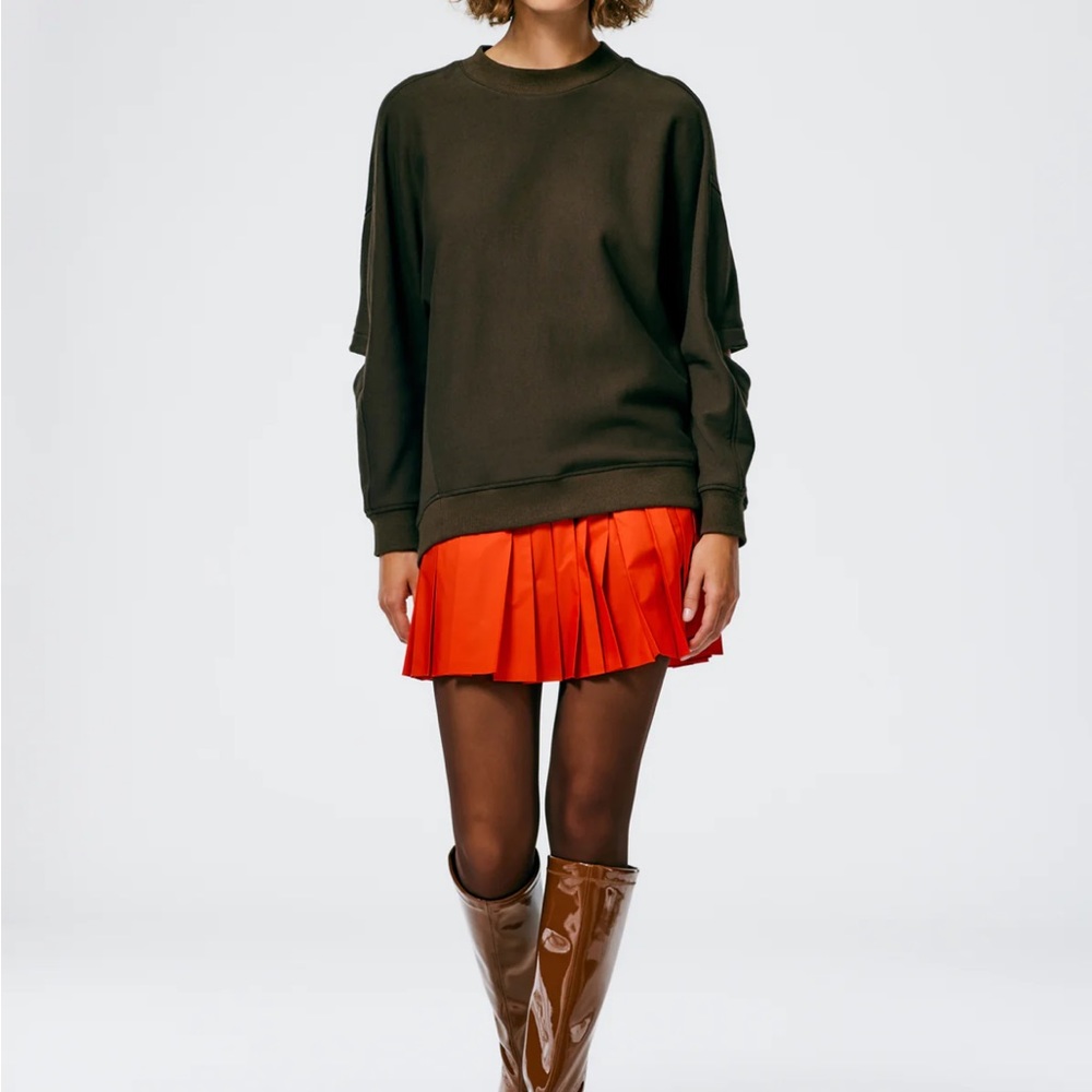 BNWT XS red Tibi nylon pleated skirt